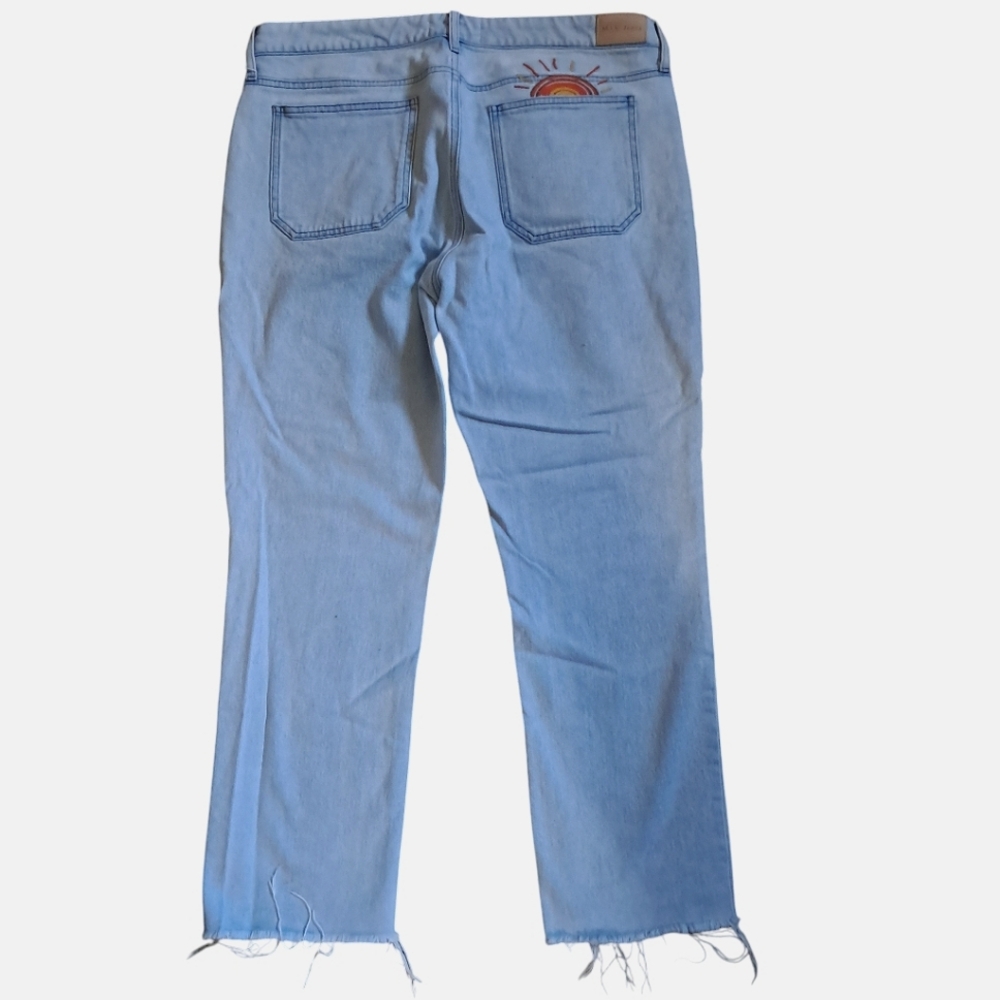 M.i.h Niki ball high rise  cropped jeans embroidered sun  size 32 light …